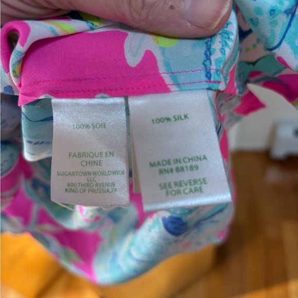 Lilly Pulitzer Vibrant Pink Elsa Silk blouse size XL - Picture 11 of 11